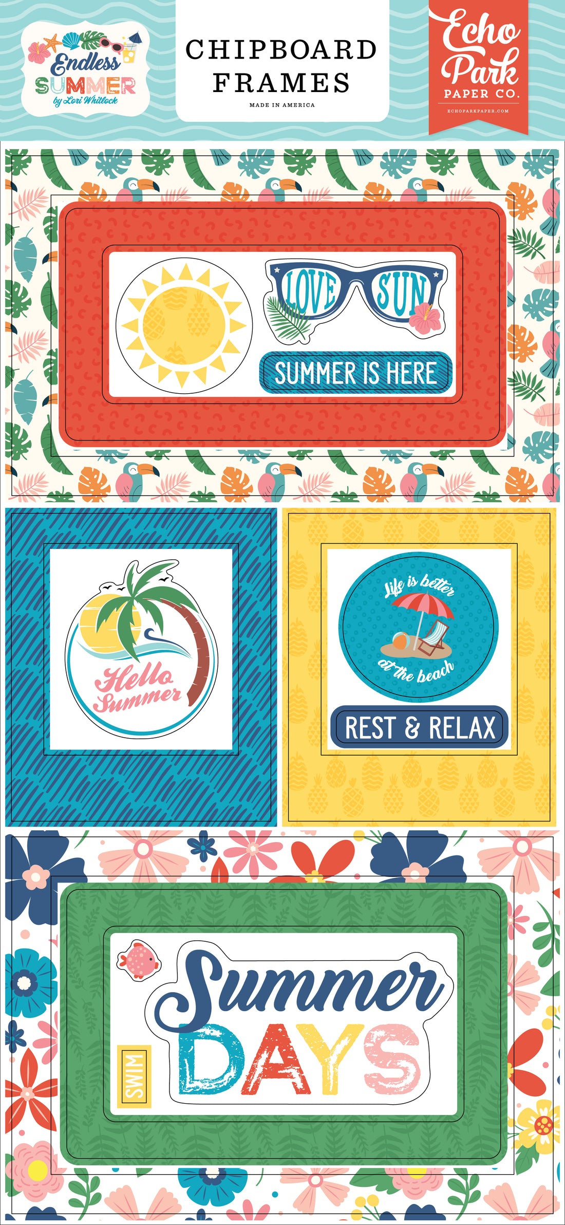 Echo Park ENDLESS SUMMER Chipboard Frames 15pc