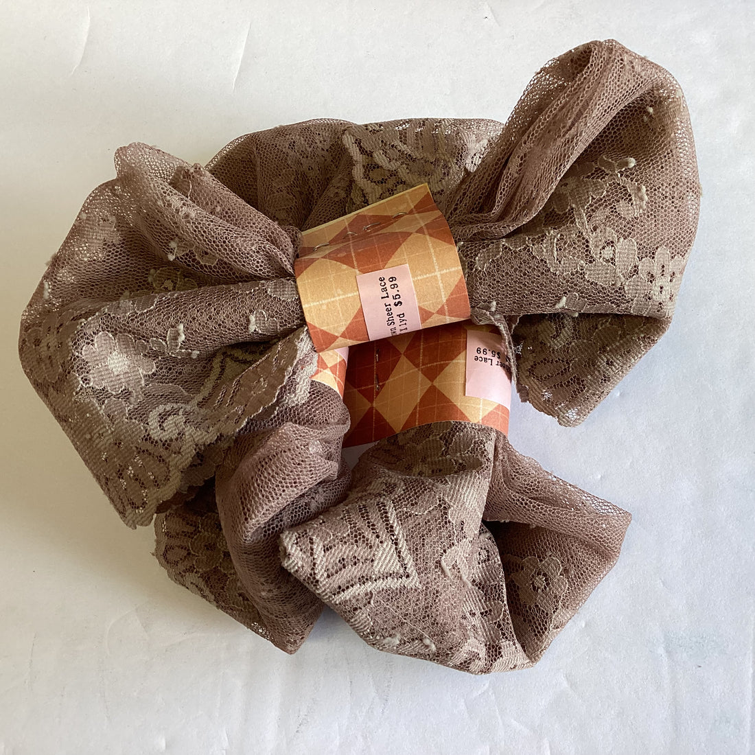 Scrapbooksrus Vintage BROWN SHEER LACE Ribbon Trim 8”X1yd