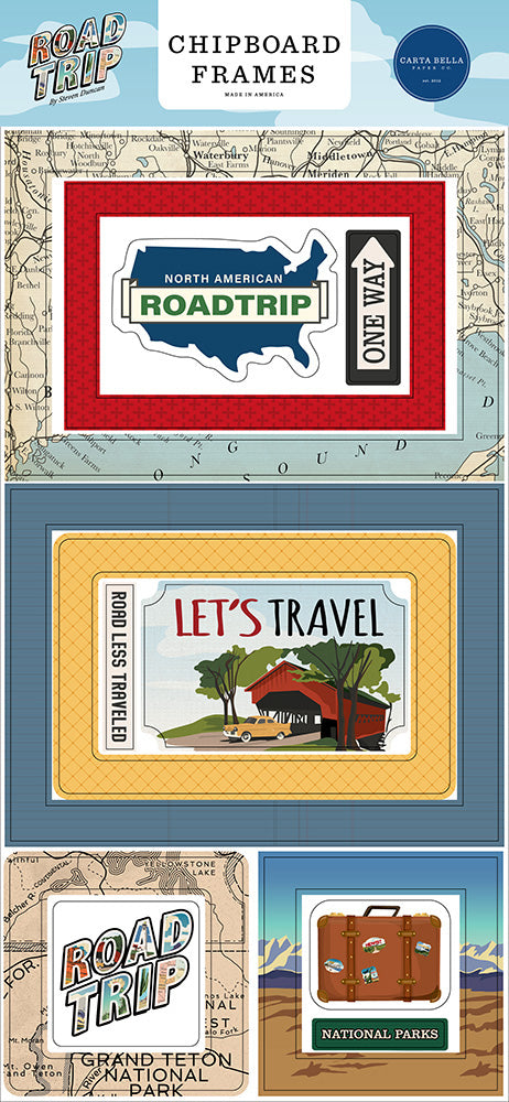 Carta Bella ROAD TRIP CHIPBOARD FRAMES 13pc