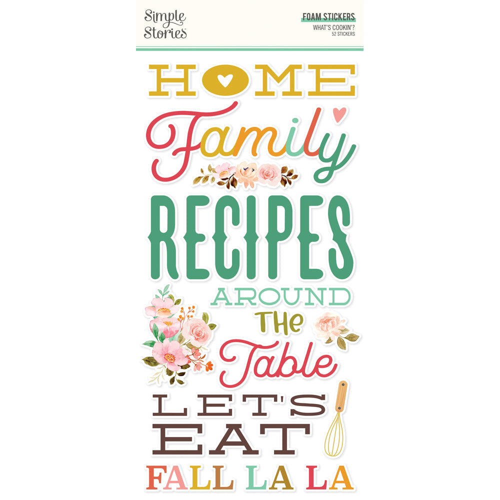 Simple Stories WHAT’S COOKIN’ Foam Stickers 52pc