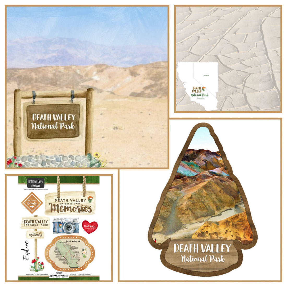 DEATH VALLEY National Park Watercolor 12&quot;X12&quot; Scrapbook Kit 4pc