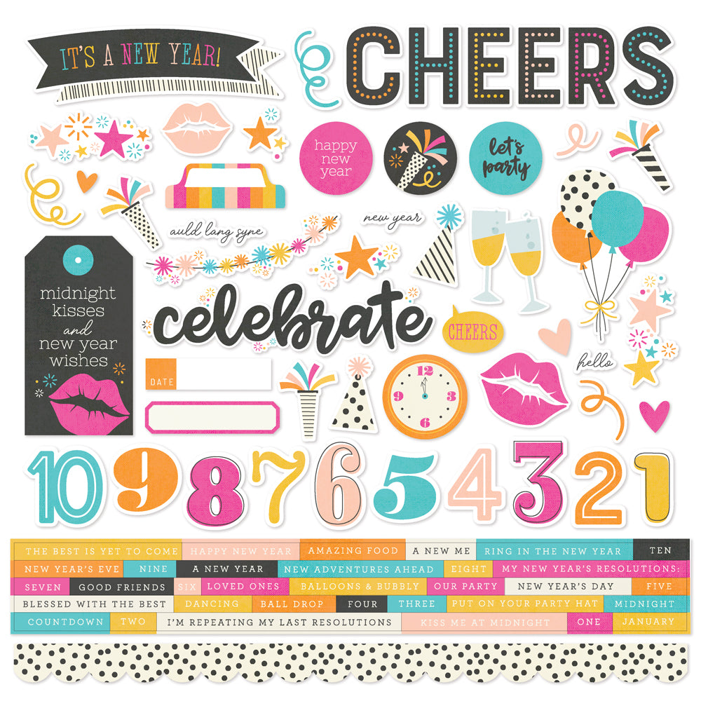 Simple Stories HAPPY NEW YEAR 12X12 Cardstock Stickers