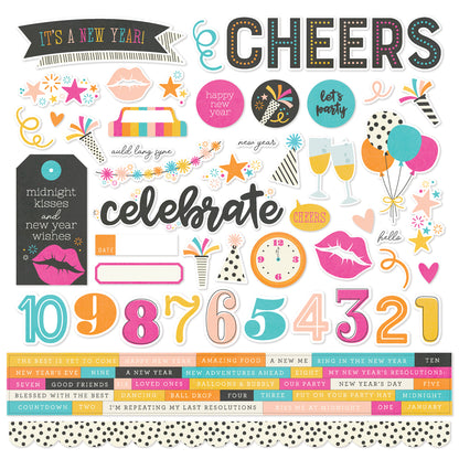 Simple Stories HAPPY NEW YEAR 12X12 Cardstock Stickers