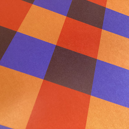 BIG PLAID Purple Orange 12”X12” Scrapbook Paper