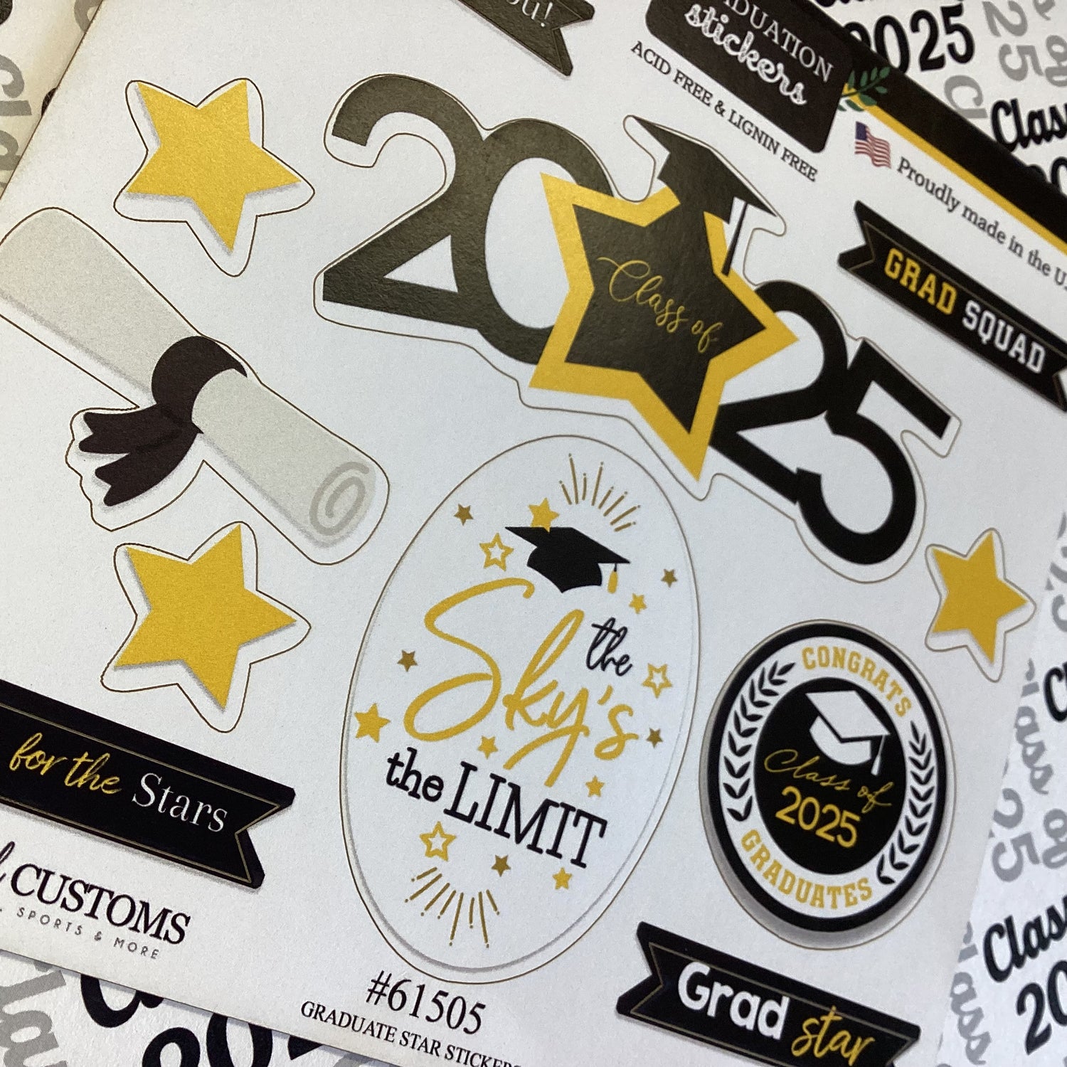 Graduation Sticker GRADUATE STAR STICKERS 2025 11pc – Scrapbooksrus