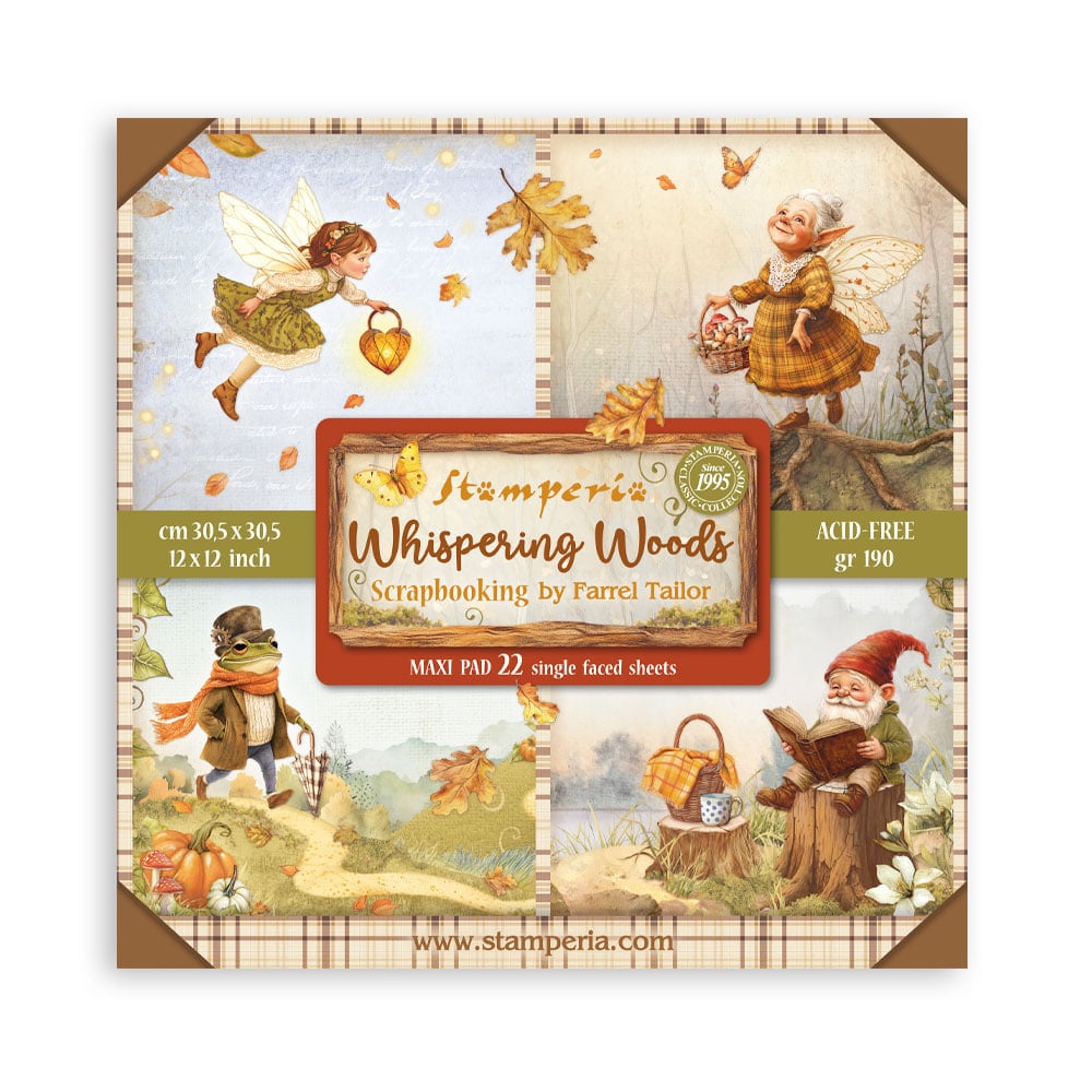 Stamperia Whispering Woods MAXI PAD 12"X12" Scrapbook Paper Pack