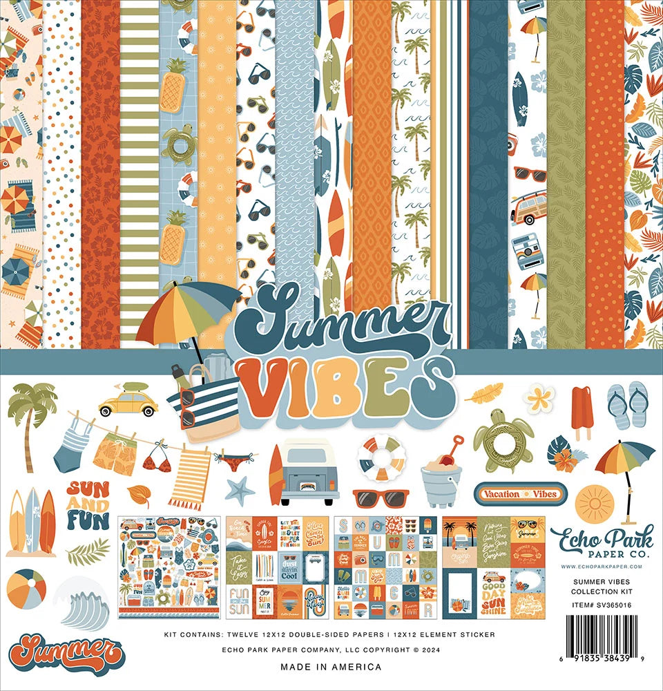 Echo Park SUMMER VIBES Collection Kit 12”X12” 13pc