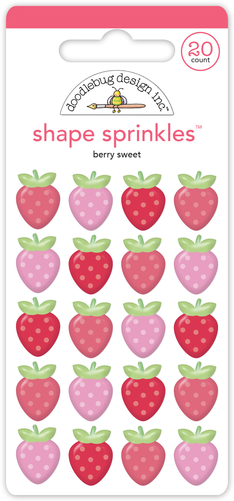 Doodlebug BERRY SWEET Shape Sprinkles 20pc