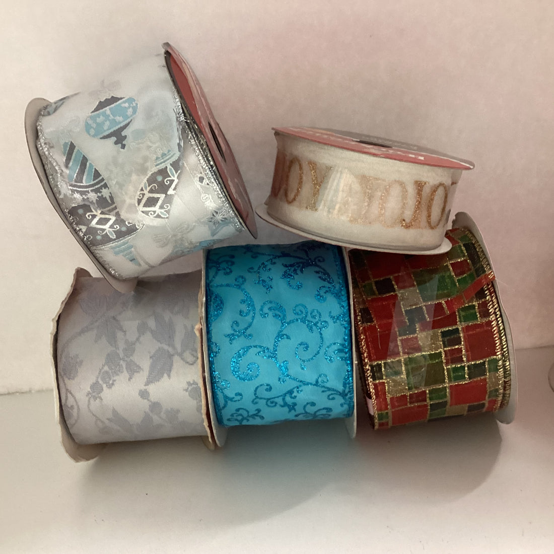 Santa’s Workbench GLITTER GOLD JOY ROLL Wire Edge Ribbon 12ft
