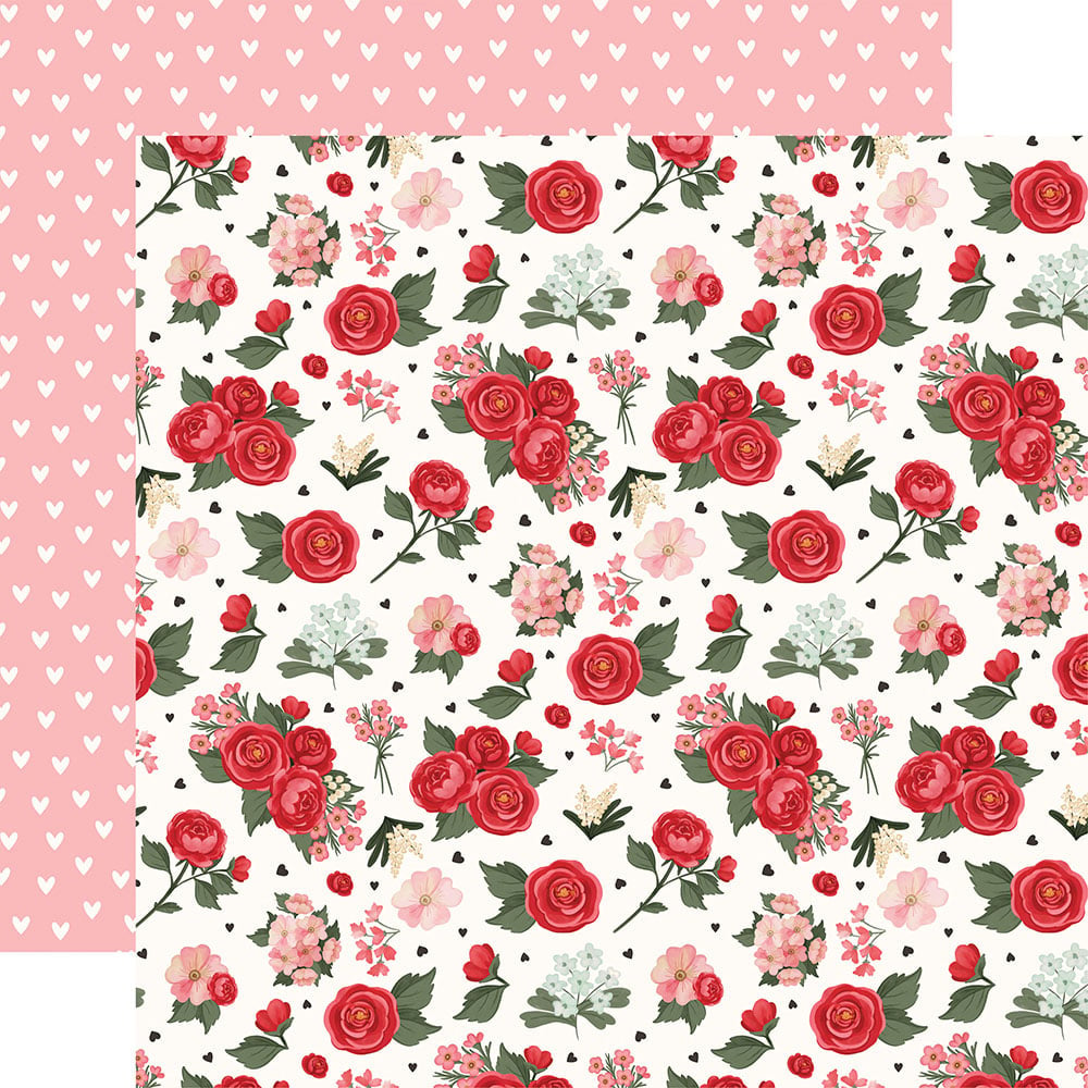 Carta Bella BE MINE LOVE &amp; PRETTY FLOWERS 12&quot;X12&quot; Scrapbook Paper