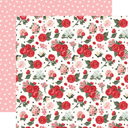 Carta Bella BE MINE LOVE &amp; PRETTY FLOWERS 12&quot;X12&quot; Scrapbook Paper