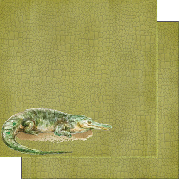 Scrapbook Customs SAFARI CROCODILE 12"X12" Scrapbook Paper
