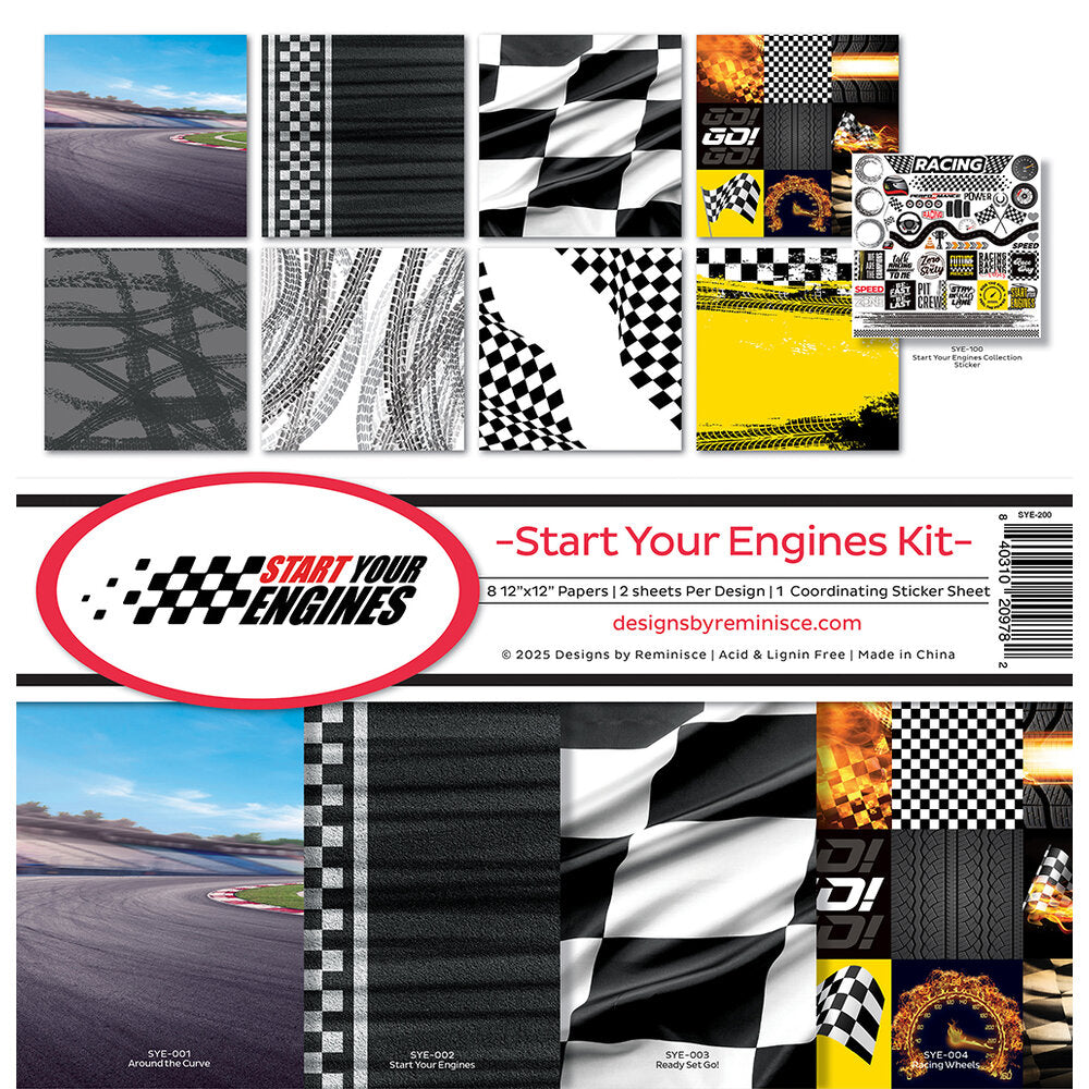 Reminisce START YOUR ENGINES 12&quot;X12&quot; Scrapbook Kit 9pc