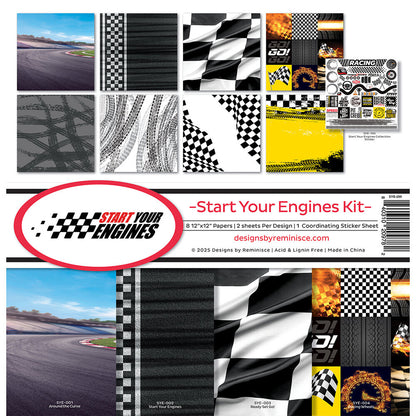 Reminisce START YOUR ENGINES 12&quot;X12&quot; Scrapbook Kit 9pc