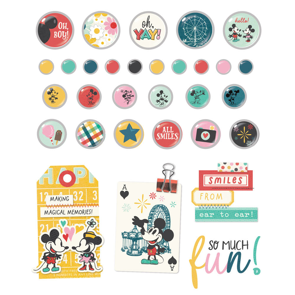 Simple Stories SAY CHEESE HAPPIEST PLACE Decorative Brads