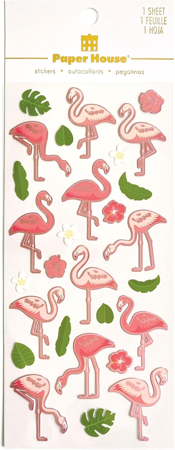 Paper House FLAMINGOS FOIL Stickers 28pc