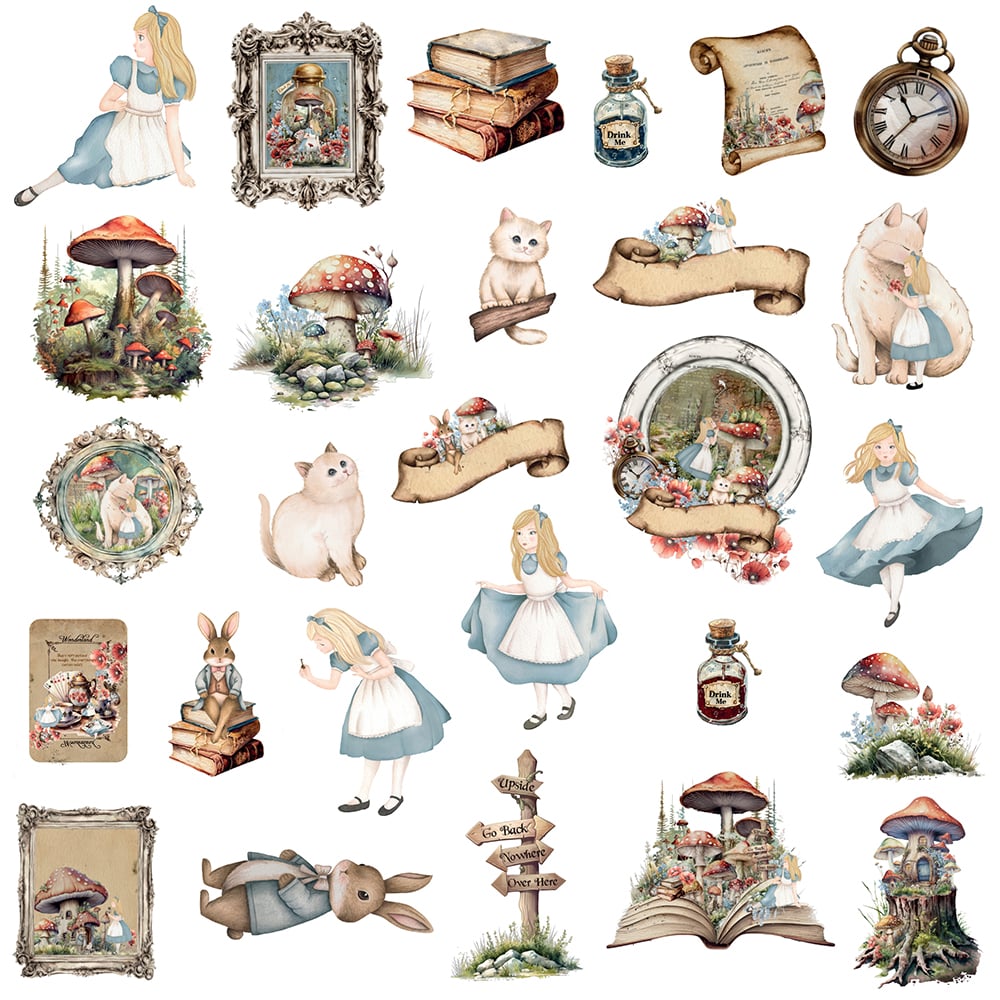 Prima RETURN TO WONDERLAND EPHEMERA Diecuts 54pc
