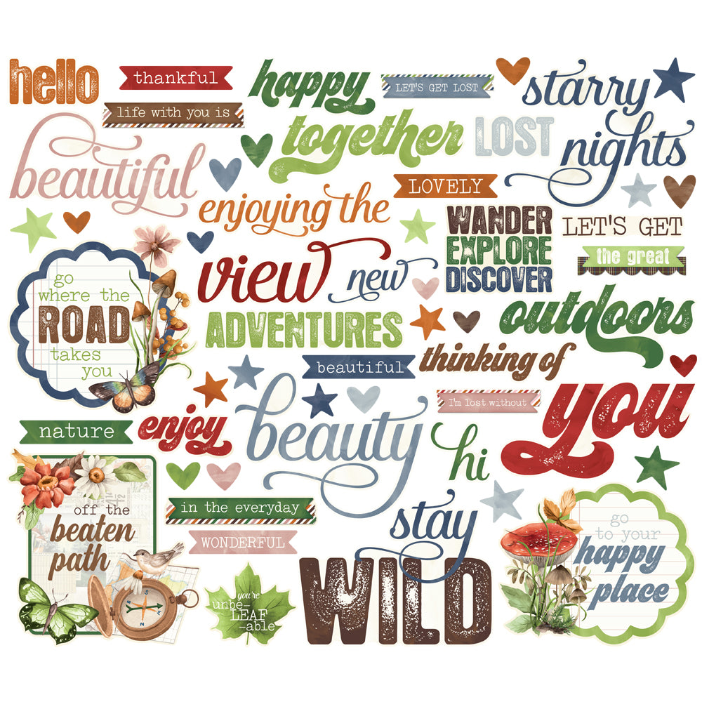 Simple Stories Simple Vintage WOODLANDS Sentiment Bits 53pc