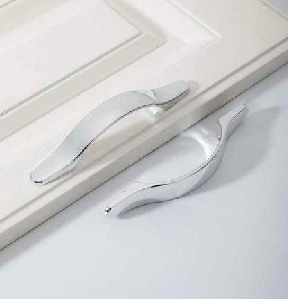 Silver Metallic Plastic CABINET HANDLE SMOOTH Drawer 2pc