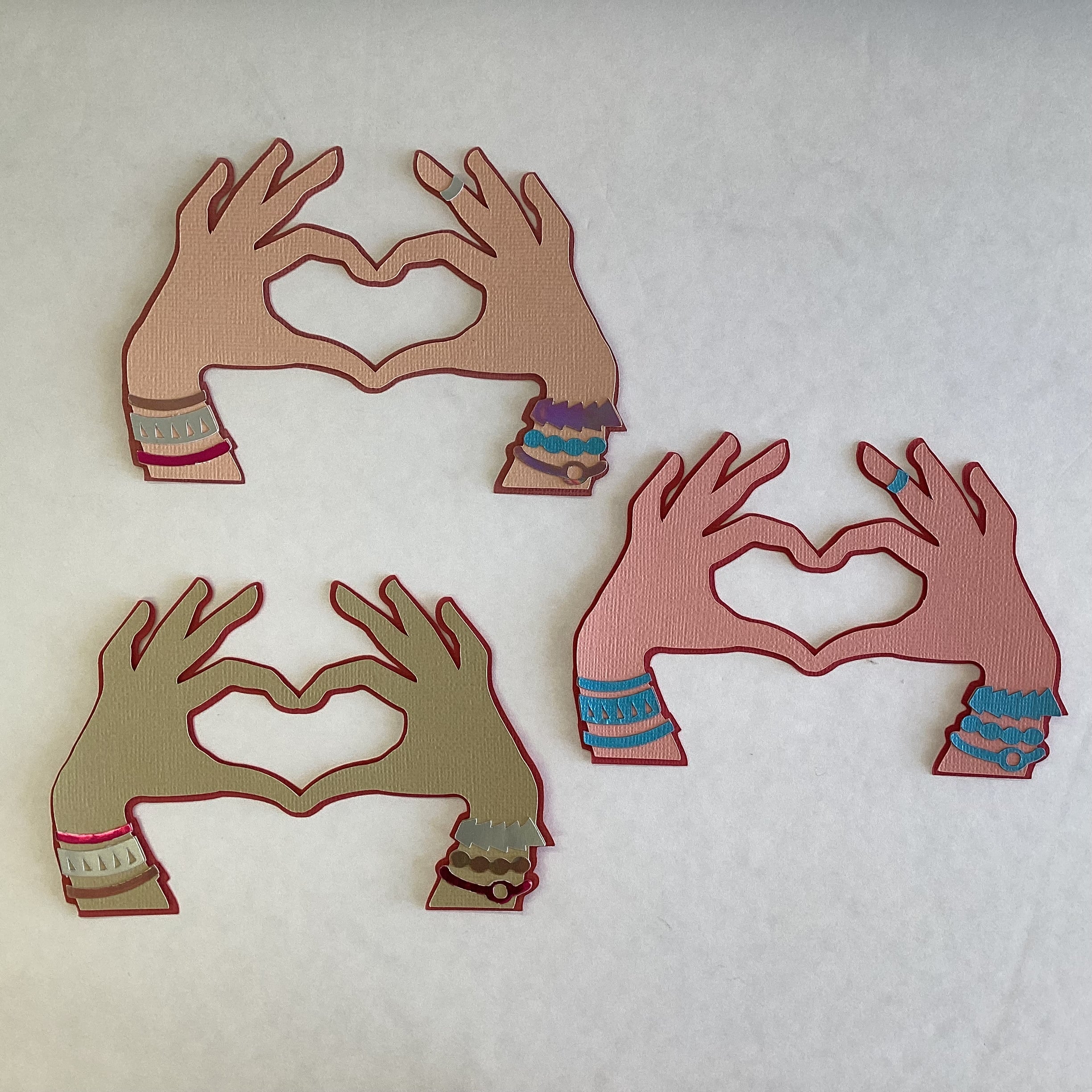 SUMMER LOVE HEART HANDS Scrapbook DieCut