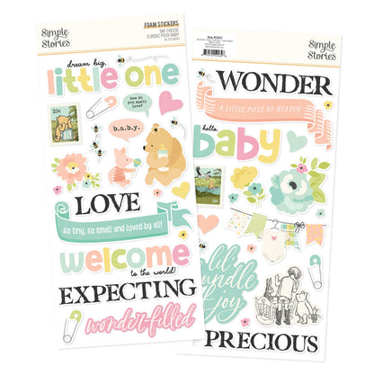 Simple Stories SAY CHEESE CLASSIC POOH BABY Foam Stickers 44pc