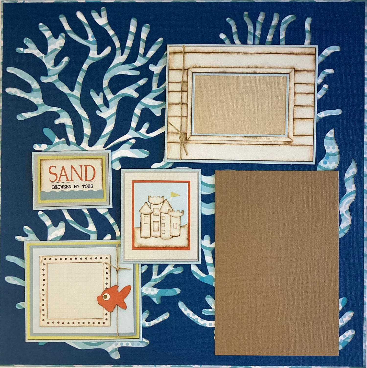 Premade CORAL BEACH 12&quot;x12&quot; Scrapbook Page