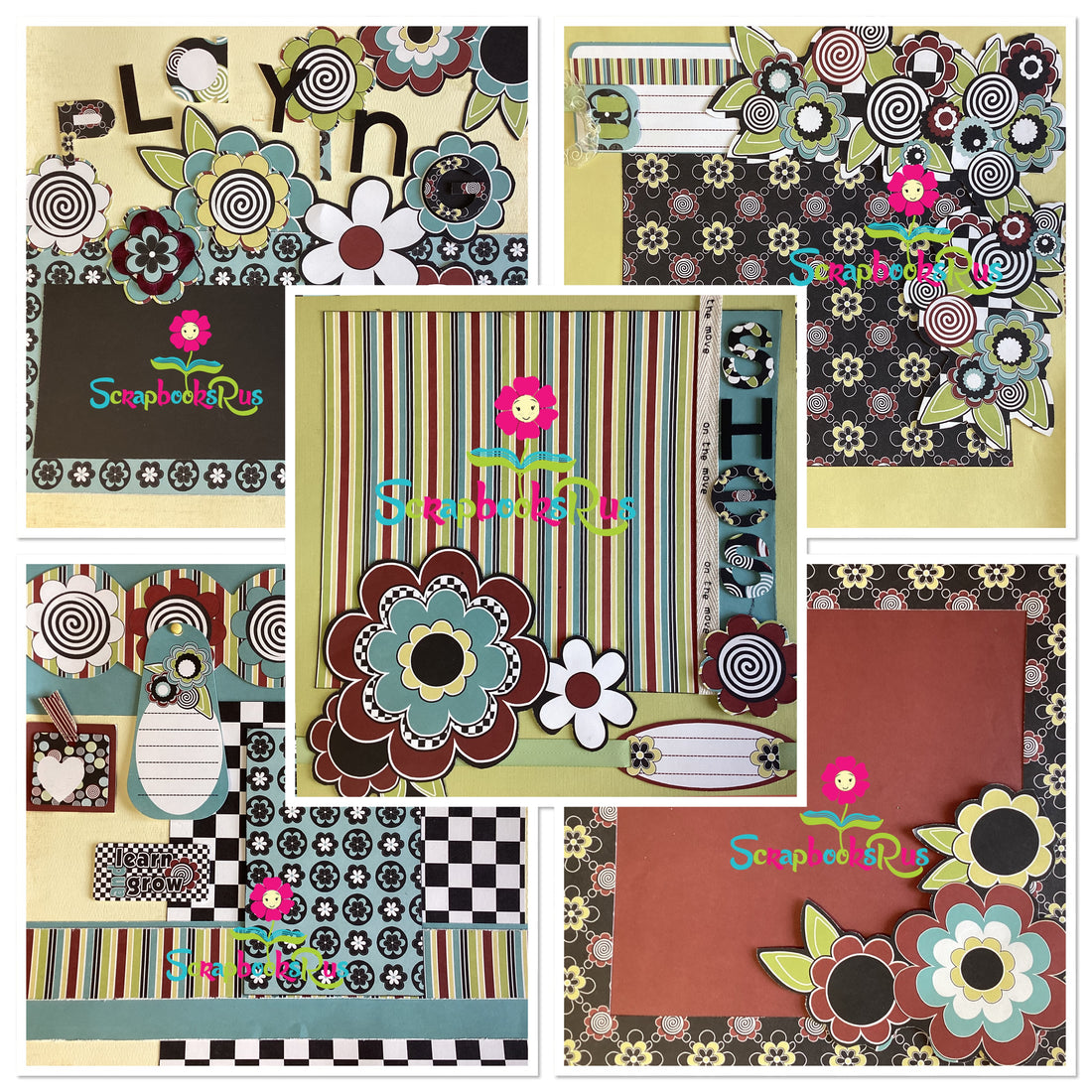 Premade SHES ON THE MOVE (5) 12”X12” Scrapbook Pages