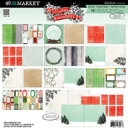 49 and Market Vicki Boutin MISTLETOE &amp; MEMORIES 12”X12” Starters Paper Pack