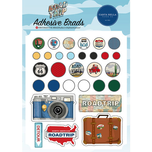 Carta Bella ROAD TRIP Adhesive Brads and Chipboard