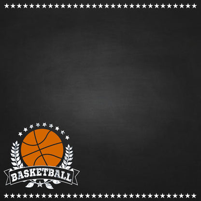 Scrapbook Customs BASKETBALL CHALKBOARD SPORTS 12X12 Double Sided Paper