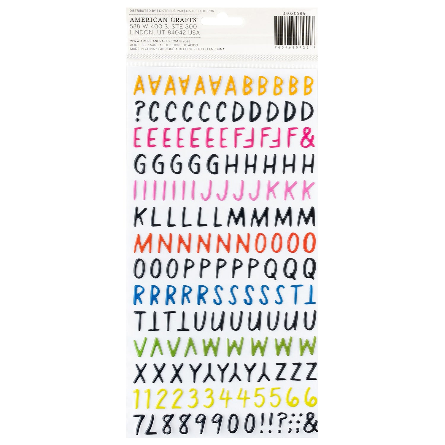 Thickers AC WHATEVS PUFFY Letter Stickers 338pc