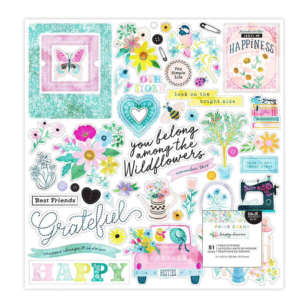 Paige Evans HAPPY HAVEN Foam Stickers 51pc