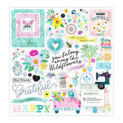Paige Evans HAPPY HAVEN Foam Stickers 51pc