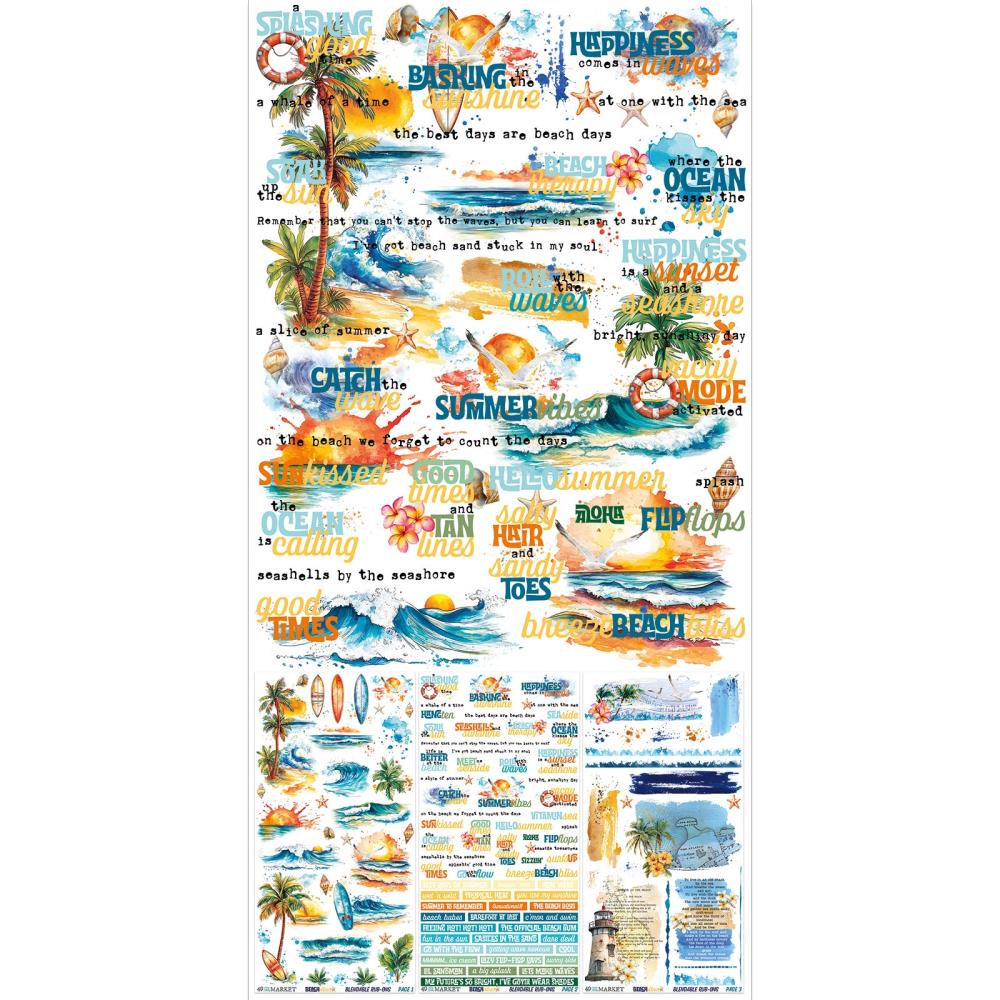 49 and Market BEACH VIBES Rub-On Transfers