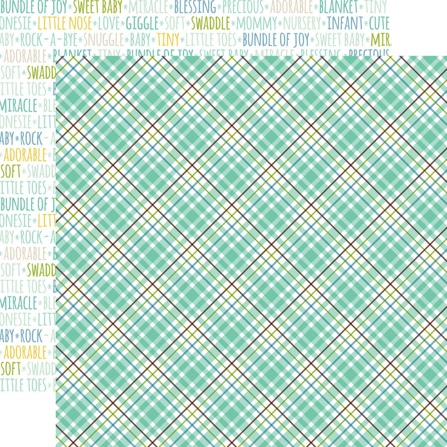 Echo Park Sweet Baby Boy SWEET BOY PLAID 12&quot;x12&quot; Scrapbook Paper