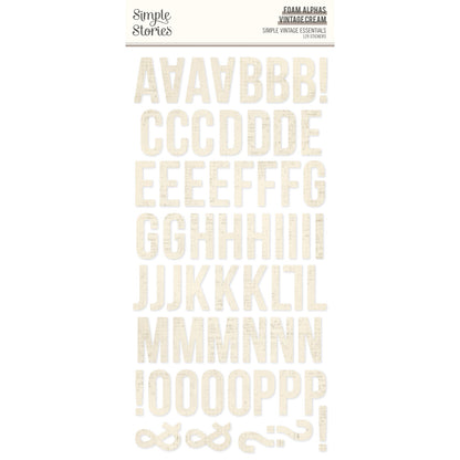 Simple Stories Essentials FOAM ALPHAS VINTAGE CREAM Letter Stickers