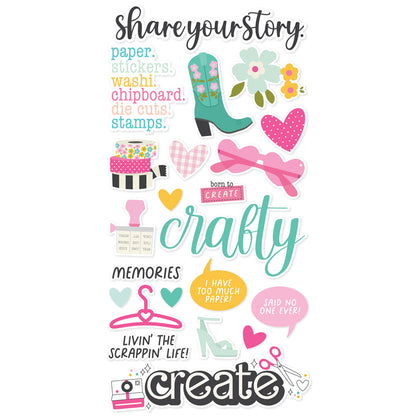 Simple Stories CRAFTY BABE Foam Stickers 38pc