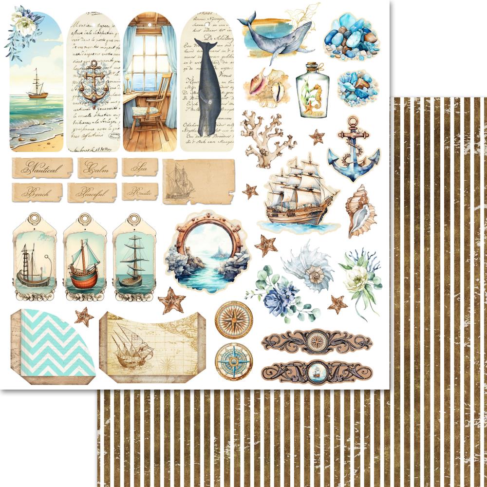 Memory Place Sail Away TIDES 06 12X12 Scrapbook Paper