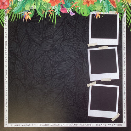 Scrapbook Customs ISLAND VACATION TROPICAL FLORAL 12X12 Scrapbook Paper