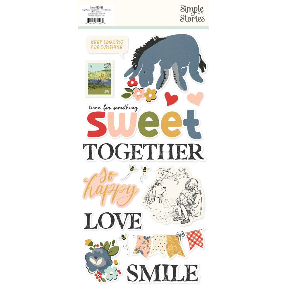 Simple Stories SAY CHEESE CLASSIC POOH Foam Stickers 34pc