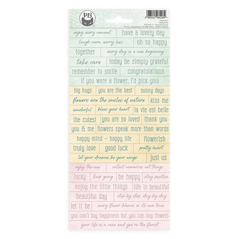 P13 FLOWERISH Stickers #1 Words Quotes Sentiments 45pc – Scrapbooksrus