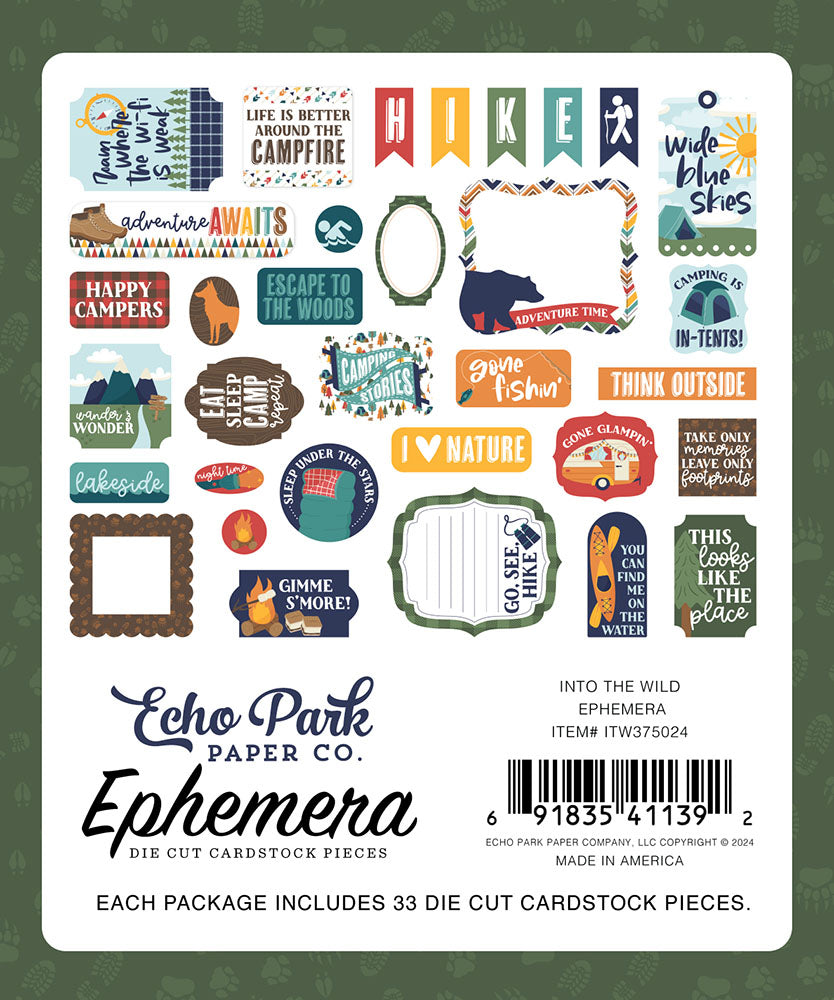 Echo Park Into The Wild EPHEMERA Die Cuts 33pc