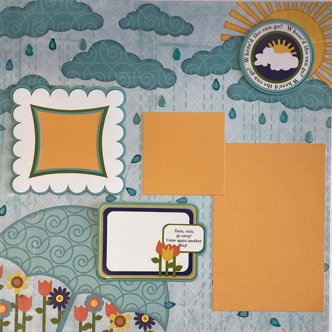 Page Kit (1) I LOVE RAIN 12x12 Scrapbook Kit