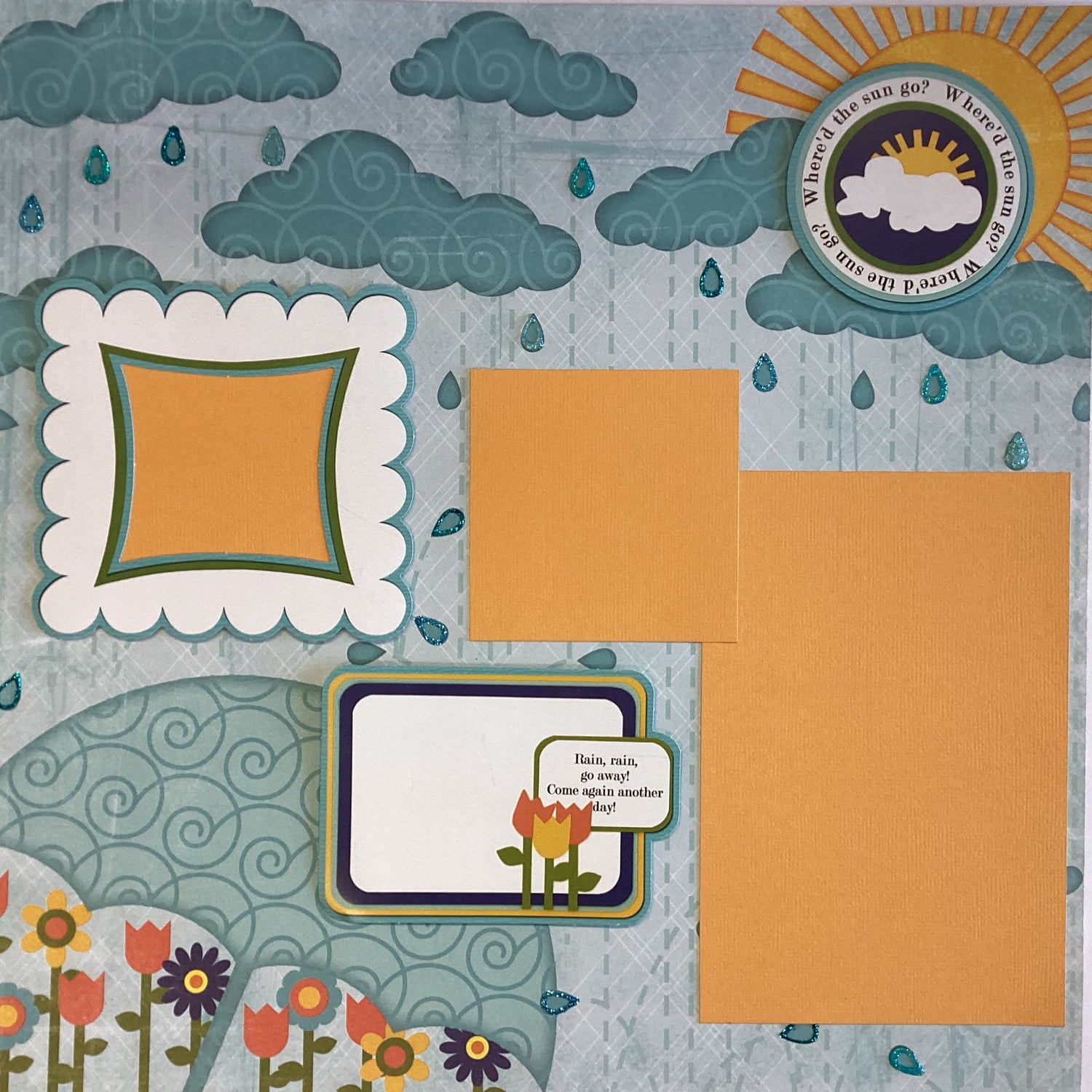 Page Kit (1) I LOVE RAIN 12x12 Scrapbook Kit