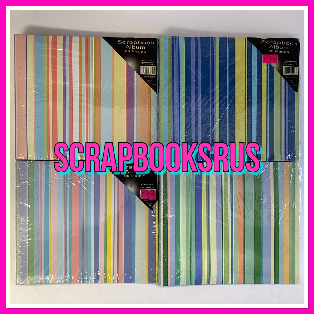 Robert Alan STRIPED 6"X6" Mini Scrapbook Album