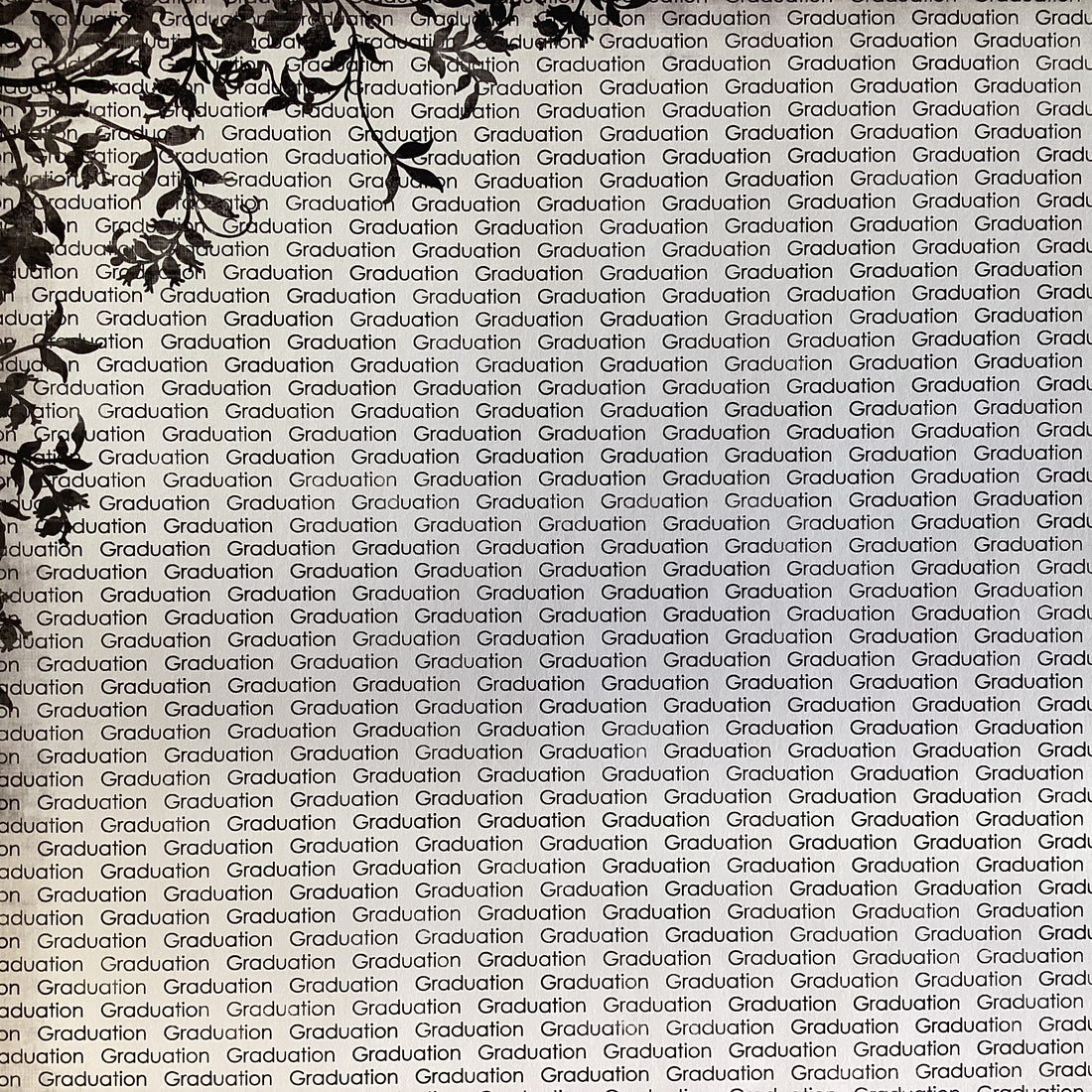 GRADUATION FLORAL LEFT BLACK School 12"X12" Scrapbook Paper
