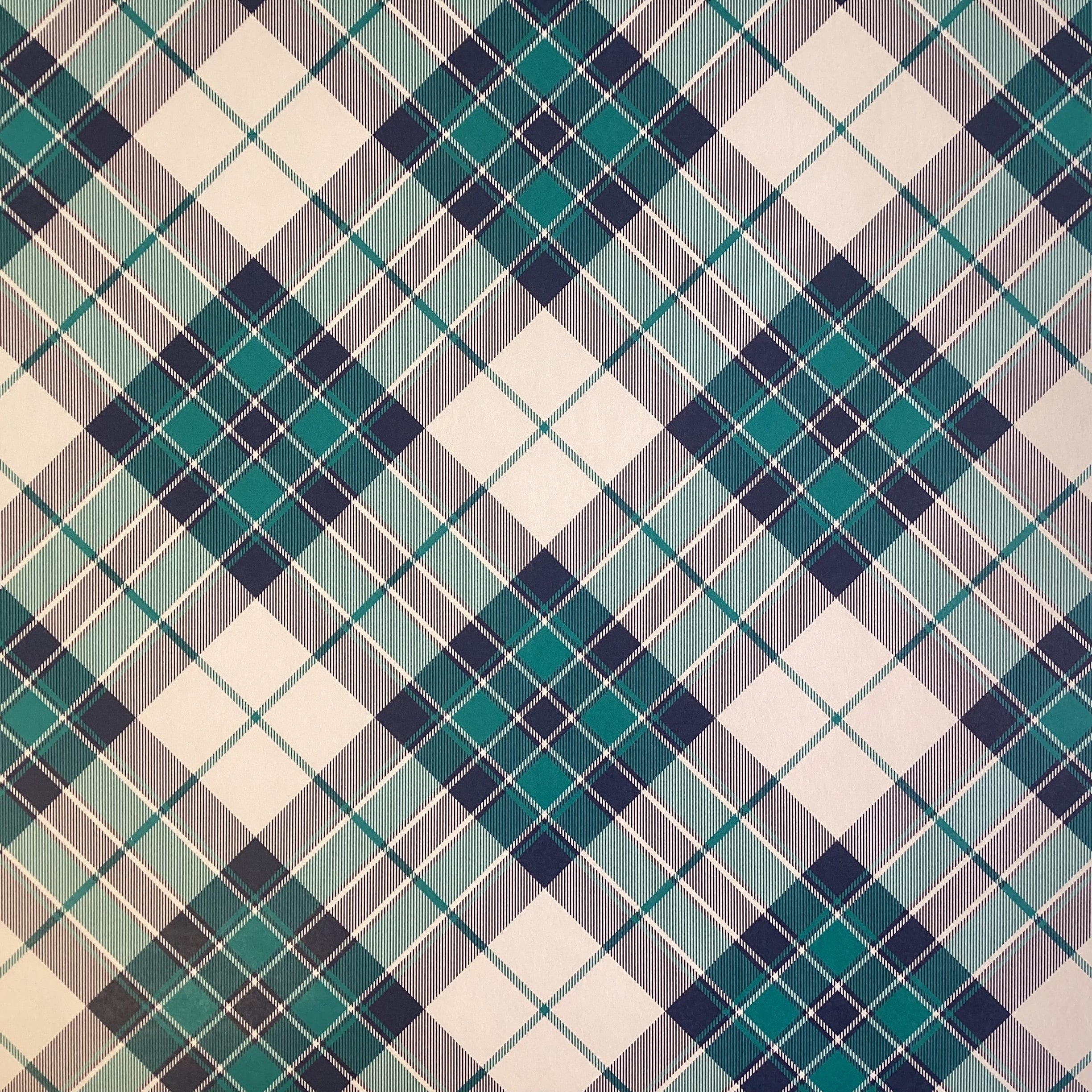 INITIAL PLAID TEAL &amp; BLUE 12X12 Scrapbook Paper