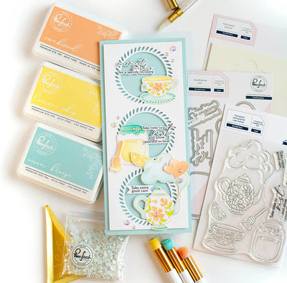 Pinkfresh Studio GET WELL SOON Clear Stamp &amp; Die Set 7pc