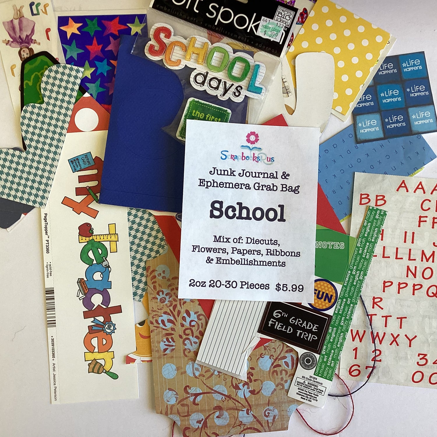 Junk Journal &amp; Ephemera Grab Bag Themed