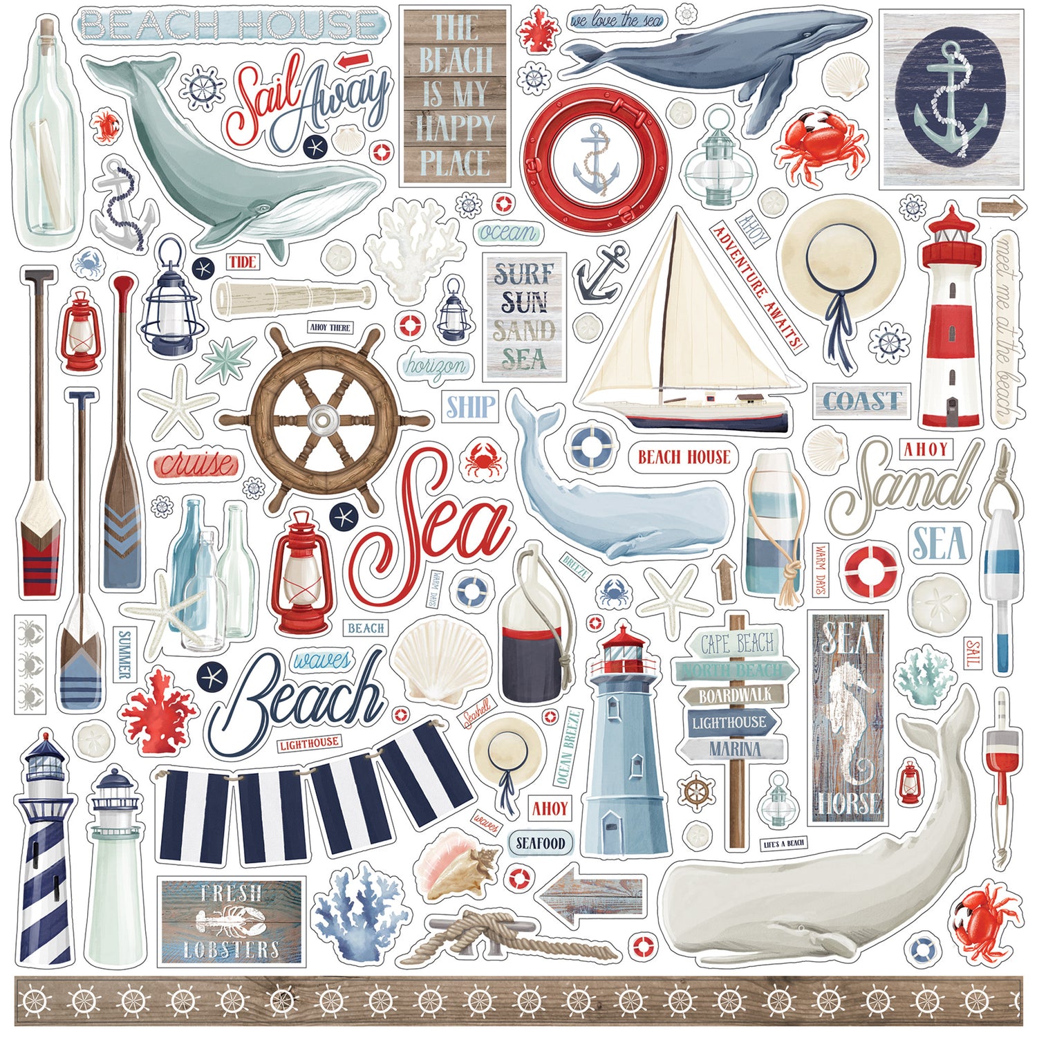 Carta Bella BY THE SEA 12&quot;X12&quot; Element Stickers